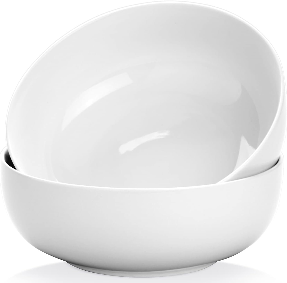 Large 90oz Porcelain Pasta & Salad Bowls - 9.7 Inch Serving Dishes for Entertaining