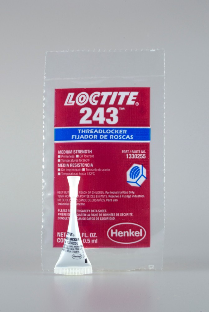 Loctite 243 Threadlocker, Blue Medium Strength, 0.5 ml Ampule, 1330255, 25 pack
