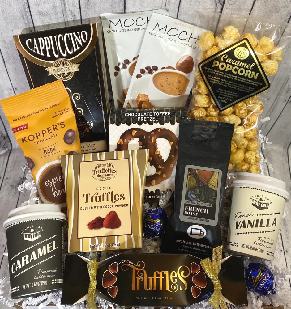 GOURMET COFFEE GIFT BASKET, COFFEE & SNACK BOX, GIFT FOR MEN, ALL OCCASION GIFT