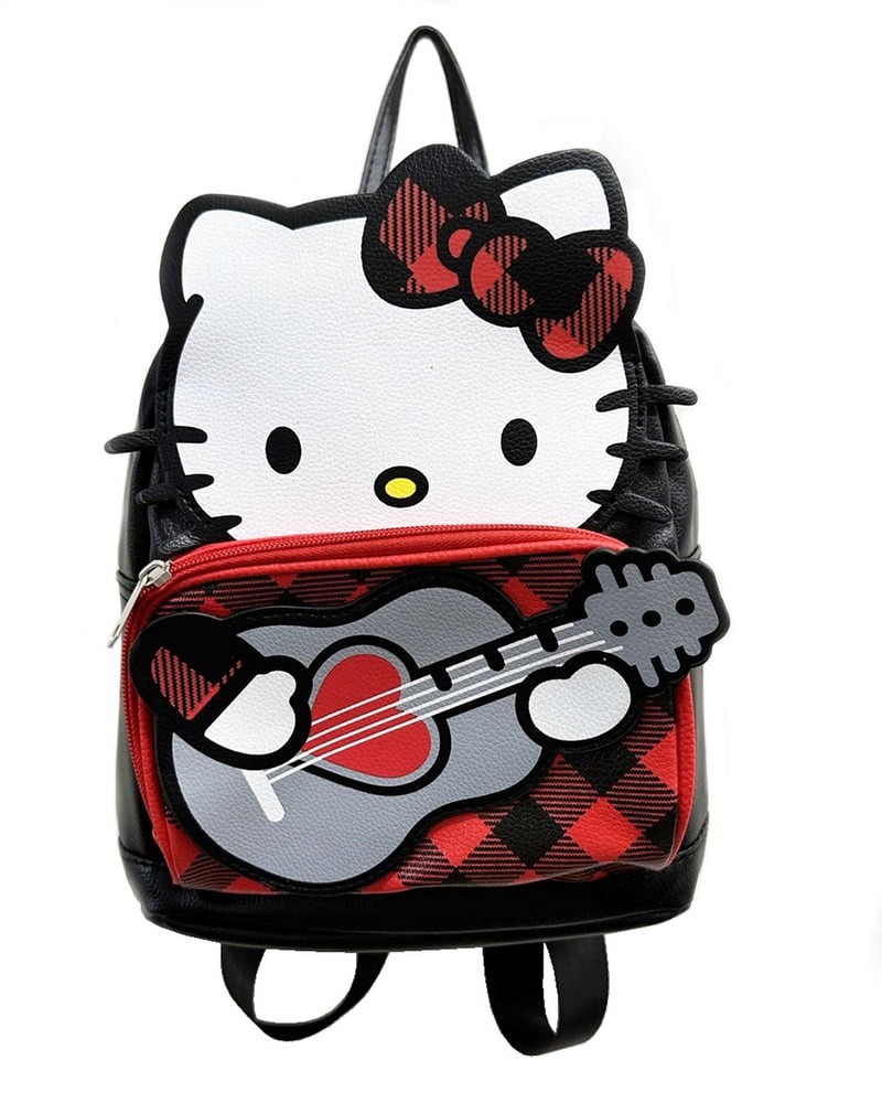 Mini Hello Kitty Black Guitar Faux Leather Backpack 11 Inch