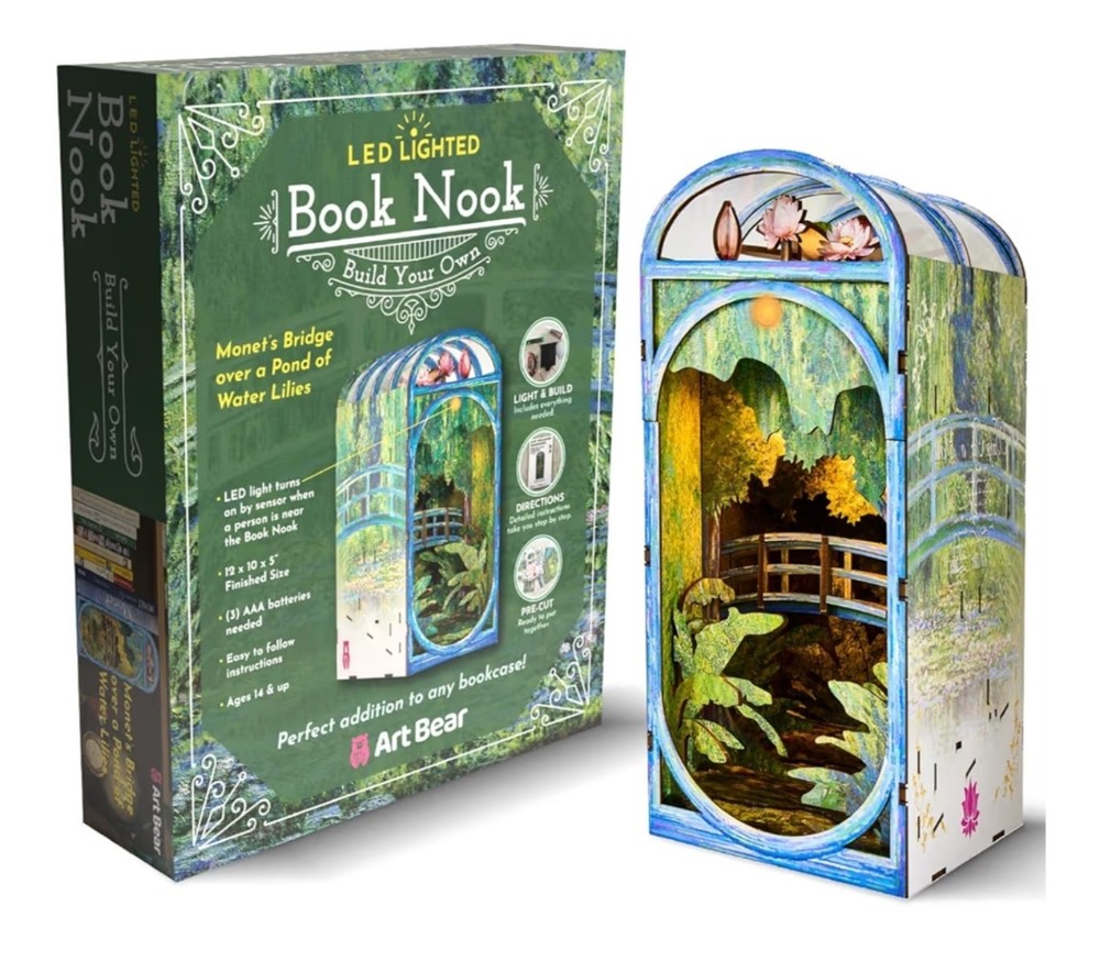 DIY Book Nook Kit Monet Wooden Puzzle Miniature House Bookshelf Gift Decor