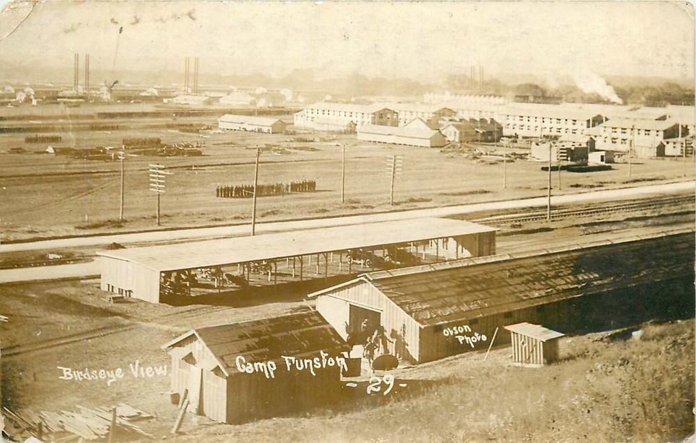 1918 Camp Funston Kansas Fort Riley Military Birdseye RPPC Postcard 25-6181