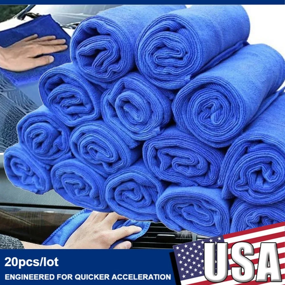 20pcs Microfiber Car Cleaning Cloths 30x30cm for Auto Detailing & Polishing