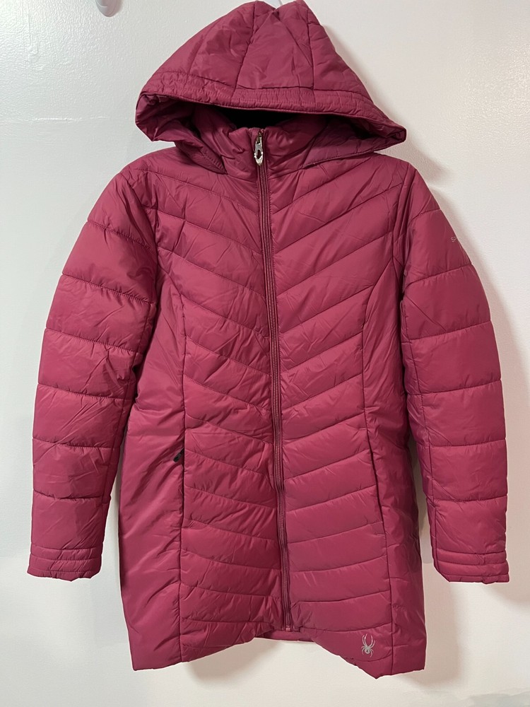 Spyder Women's Size S Rose Wine Full-Zip Boundless Long Puffer Coat $229 NWoT