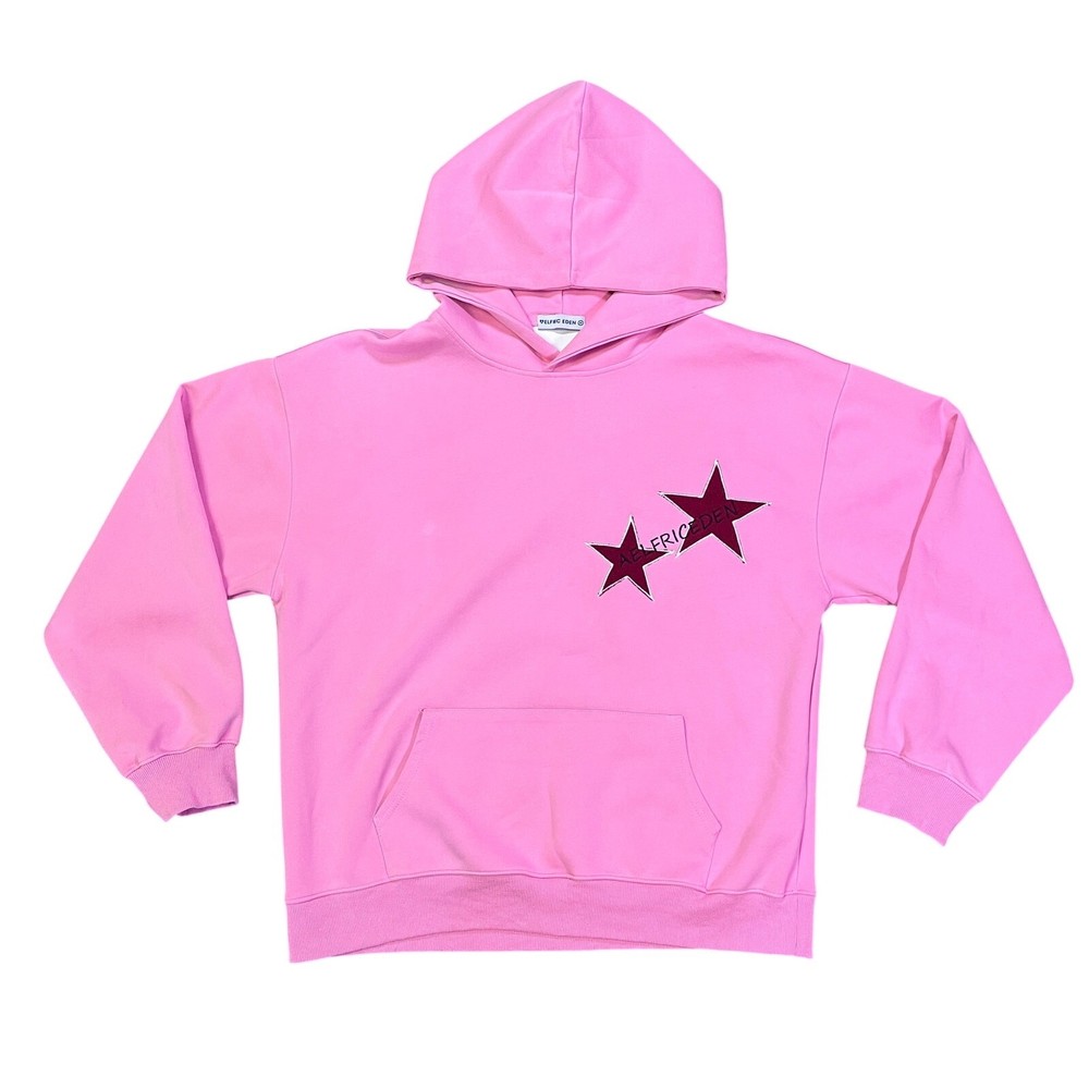 Aelfric Eden Hoodie Womens Medium Pink Star Oversized Fleece Sweatshirt Pullover