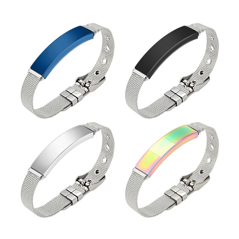 Customizable Engraved Stainless Steel Bracelet Unique Wristband for Couples