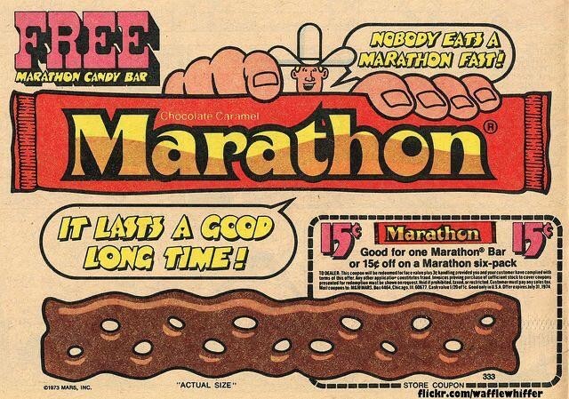 Marathon Candy Bar (1973) | 13x19 POSTER | Rare Retro Collectible ad