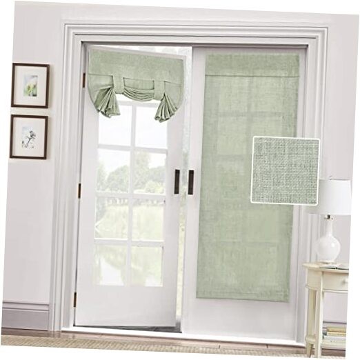 Natural Linen Blended French Door Curtain - Semi Sheer Light Filtering 1 Sage