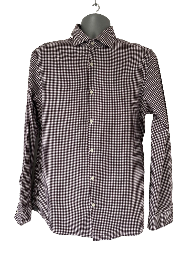 MICHAEL KORS BURGUNDY & WHITE CHECK SMART SHIRT SIZE LARGE 42'' CHEST