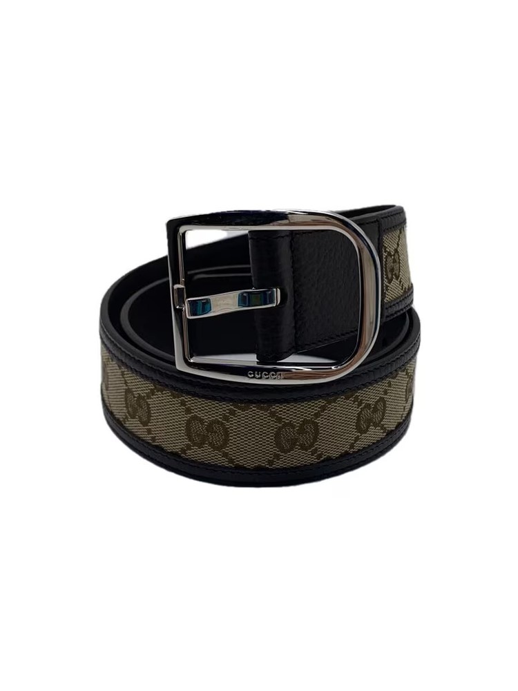GUCCI GG Monogram Canvas Belt in Brown Leather for Men 449716 KY9LN 85 34