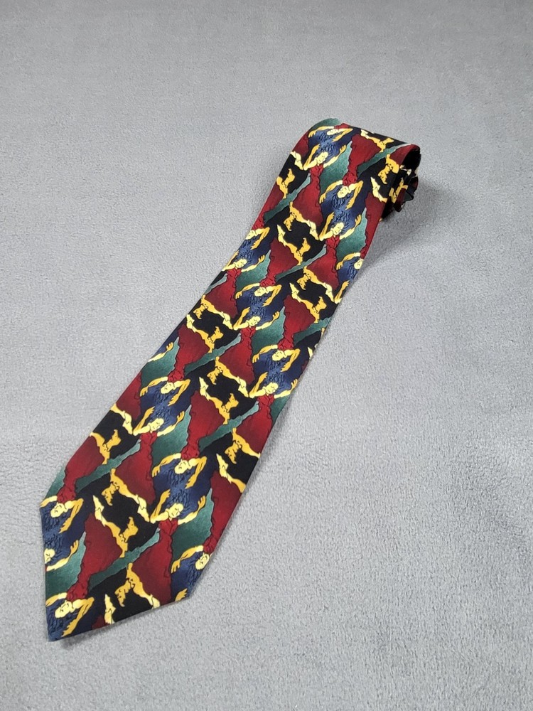 J. Garcia Jerry Garcia Men Silk Tie Abstract Geometric Red Green Yellow Collect