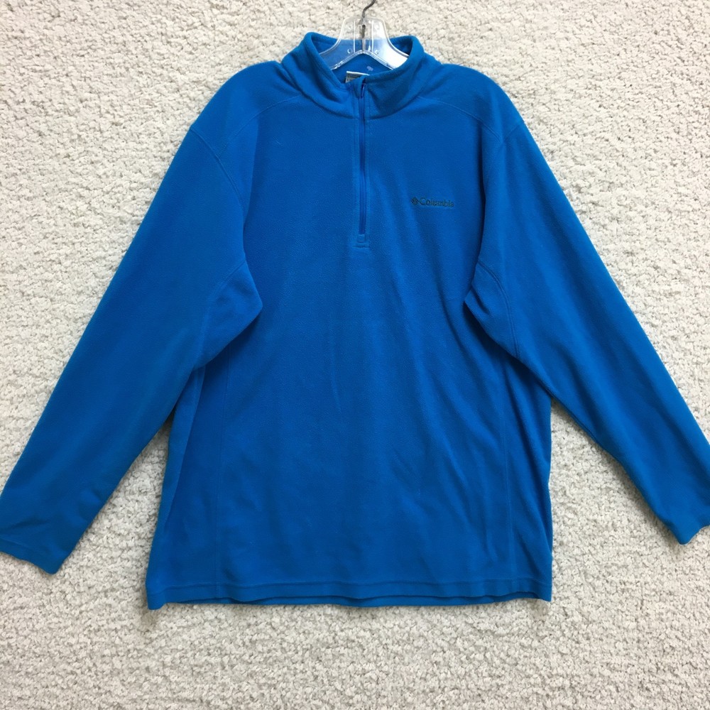 Columbia Sweater Large Adult Blue 1/4 Zip Fleece Pullover Hiking Outdoor Mens L
