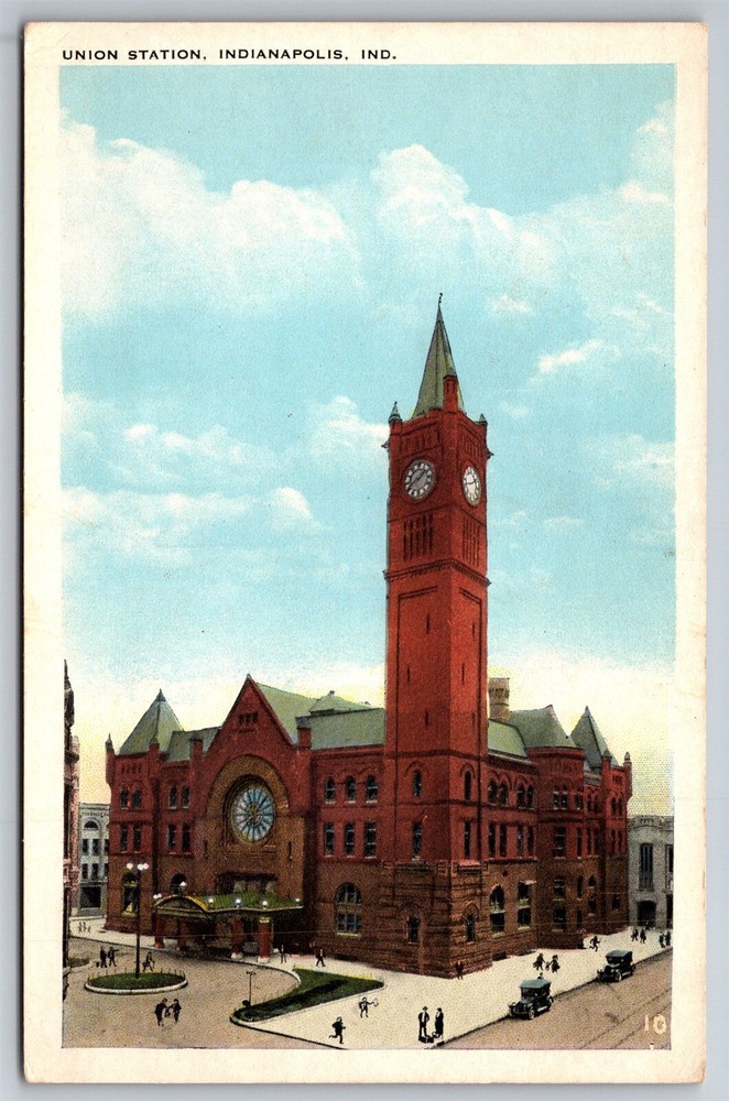 Union Station Clock Tower As It Was In IN C1910's Indianapolis WB Postcard U5
