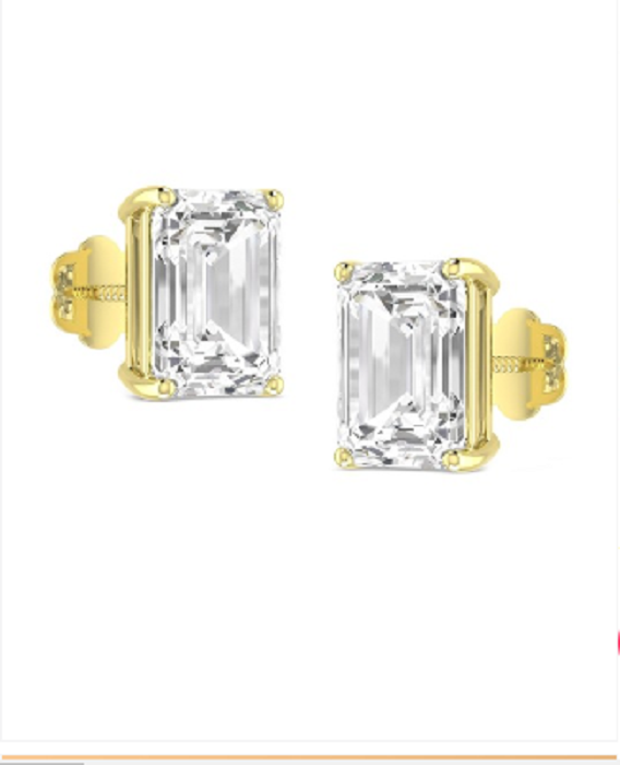 4Ct Emerald Simulated Diamond Stud Earrings in 925 Sterling Silver