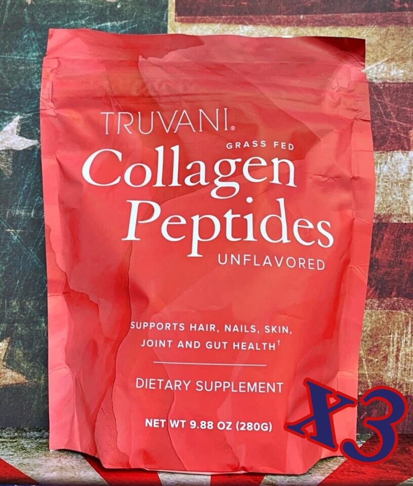 TRUVANI Grass Fed Collagen Peptides - UNFLAVORED - 29.64oz - 3PACK