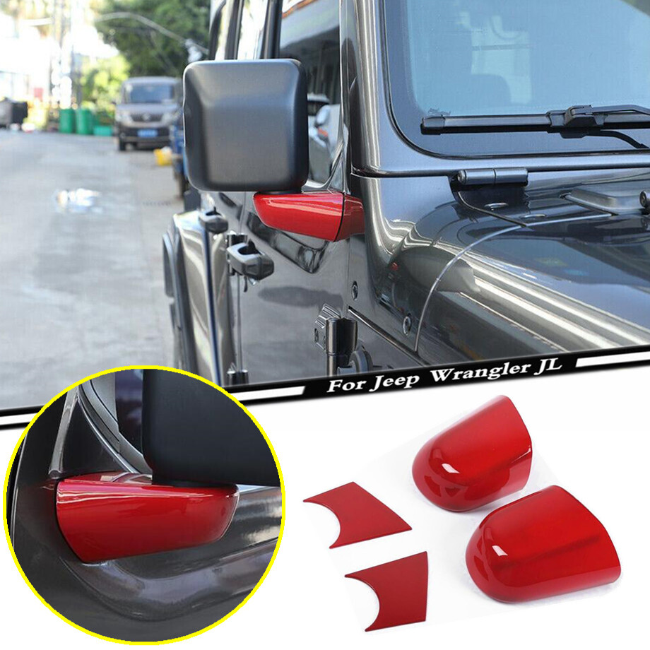 2018-2023 Jeep Wrangler JL ABS Red Rearview Mirror Cover Trim 4P