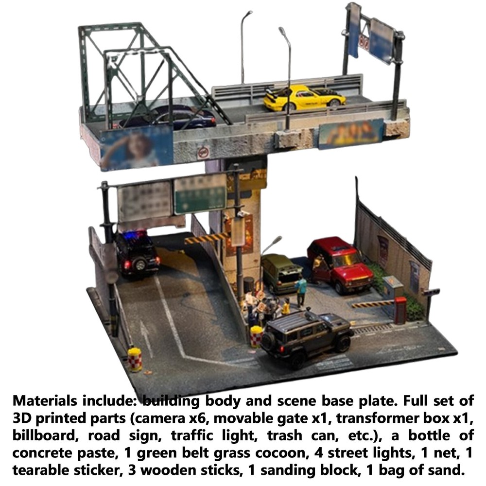1/64 City Scene Package Overpass Car Garage Model City Building Scene Display