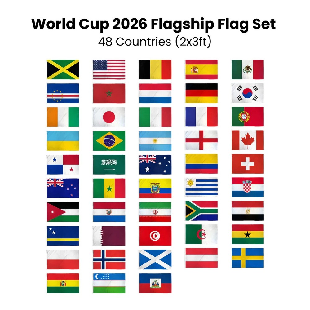 World Cup 2026 48 Country Flags Set 2x3ft Soccer Team Collection
