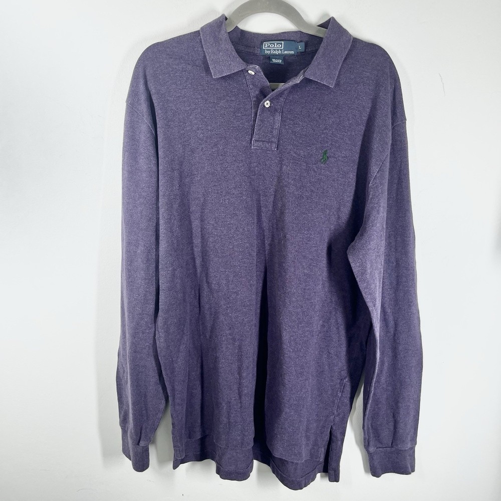 Vintage Polo Ralph Lauren Polo Shirt Men's Size Large Purple Long Sleeve