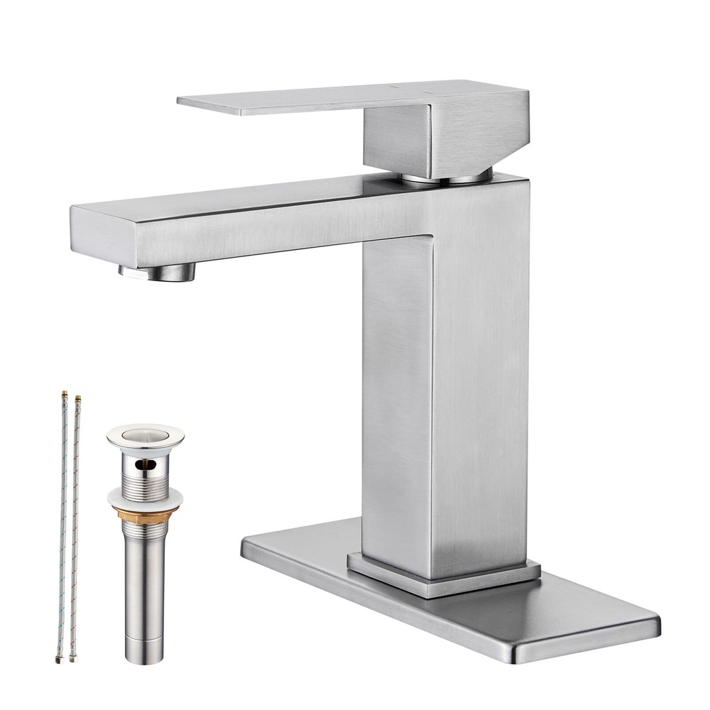 Brushed Nickel Bathroom Faucet,Hole Bathroom Faucet Single Handle Bathroom Fa...