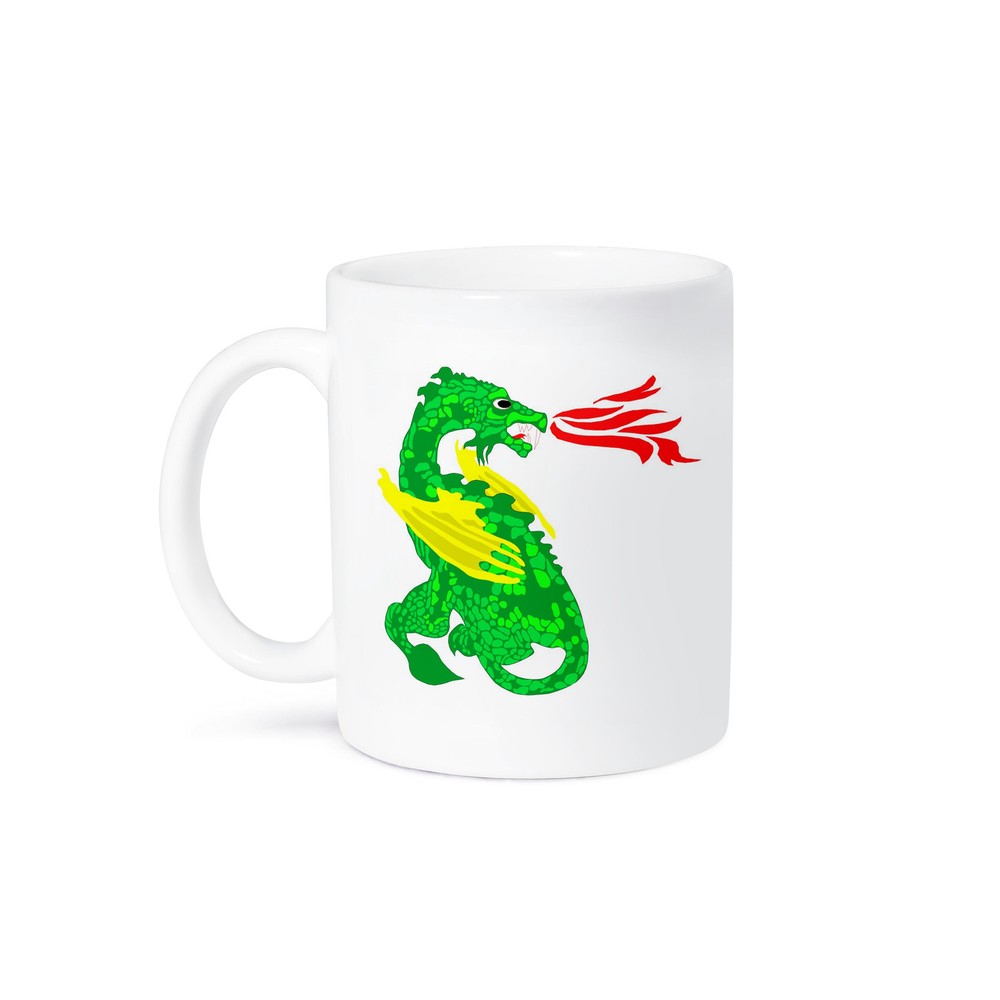 3dRose Green Fire-Breathing Dragon Design Coffee Mug