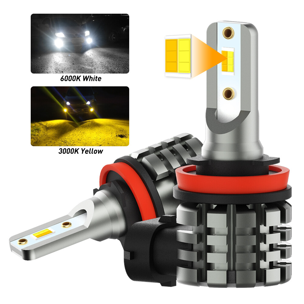 Switchback H11 H16 H8 LED Fog Driving Light Bulbs Super Bright White Amber Lamps