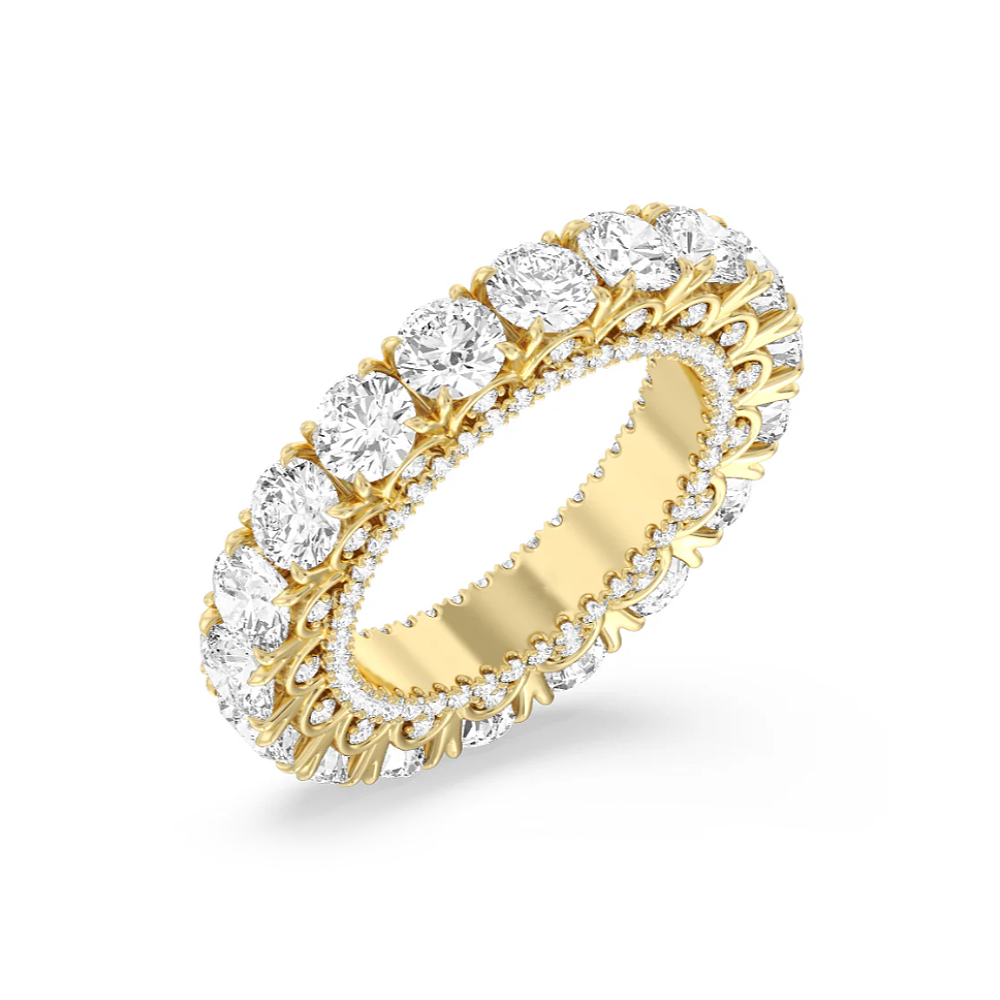 Diamond Eternity Band 8 Ct Round Lab Grown 18K Yellow Gold 4.5 MM E F  VVS2
