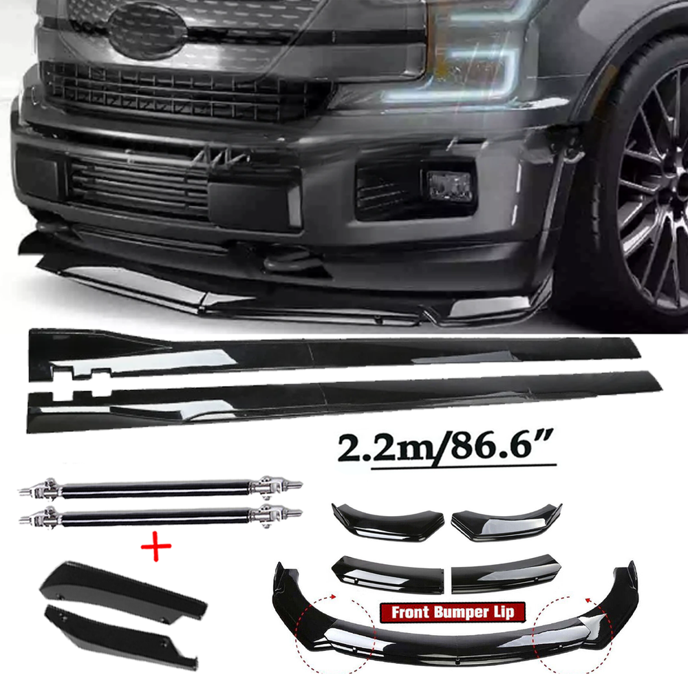 For Ford F150 F-150 Truck Front Bumper Spoiler Body Kit /Side Skirt Glossy