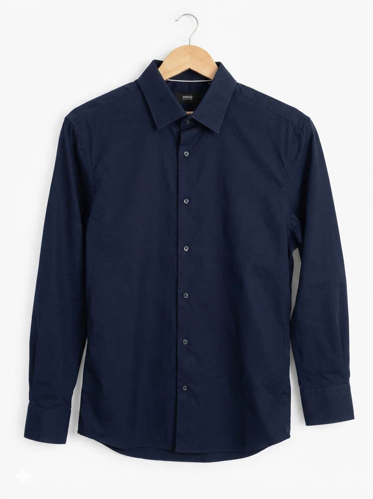 Hugo Boss Sz L Navy Shirt 41 16 Reg Long Sleeve Button Down Workwear Classic