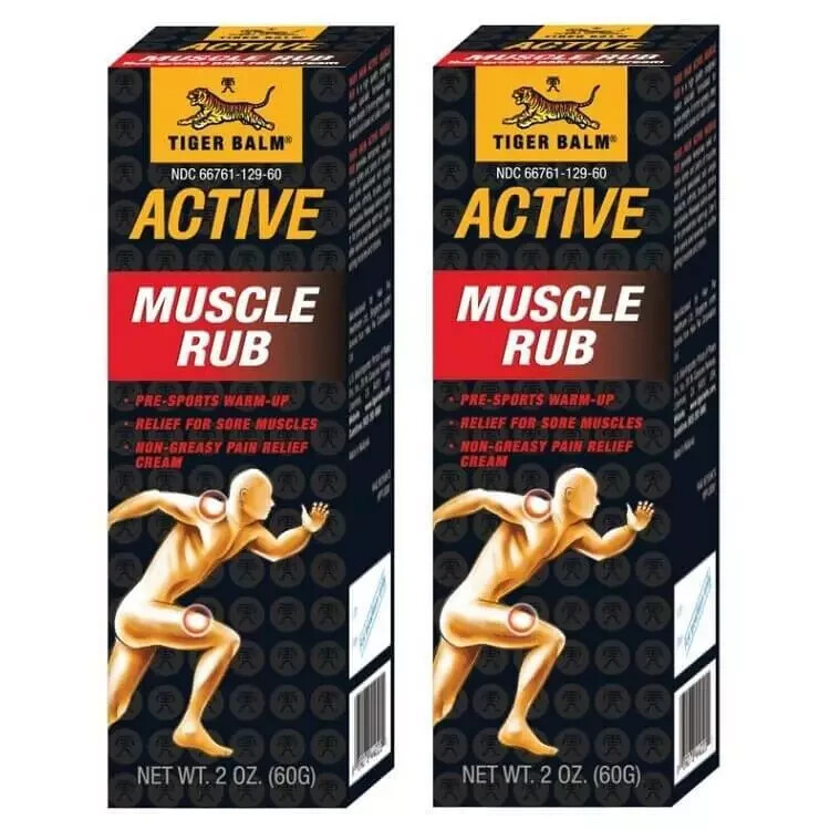 2 Boxes of Tiger Balm Active Muscle Rub, Non-Greasy Pain Relief Cream (2oz.)