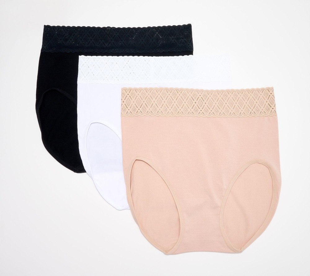 Maya J Women's Panties Sz L Breezies Comfort Michelle Floral Chalk Pink A679205