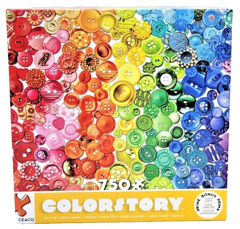 Ceaco - Colorstory - Rainbow Buttons - 750 Piece Jigsaw Puzzle NEW SEALED