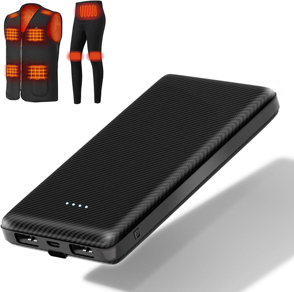 Heated Vest Battery Pack 10000mAh Portable Rechargeable Power Bank Dual USB