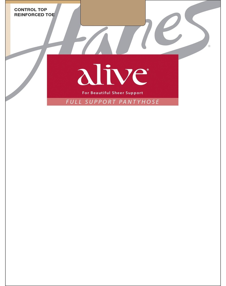Hanes Alive Pantyhose Full Support Control Top Reinforced Toe Silky Sheer sz A-F