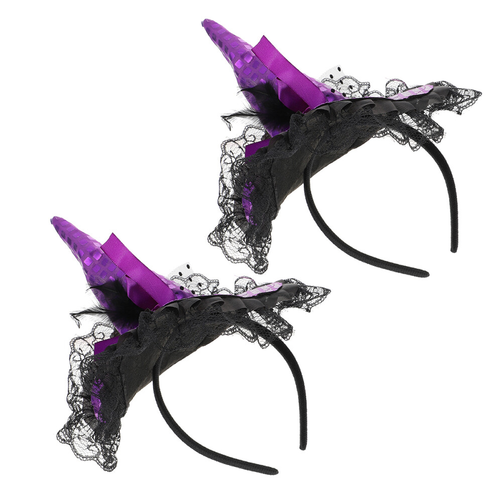 2 Pcs Halloween Witch Hat Headband Ghost Costume Girls Accessories Decor Makeup