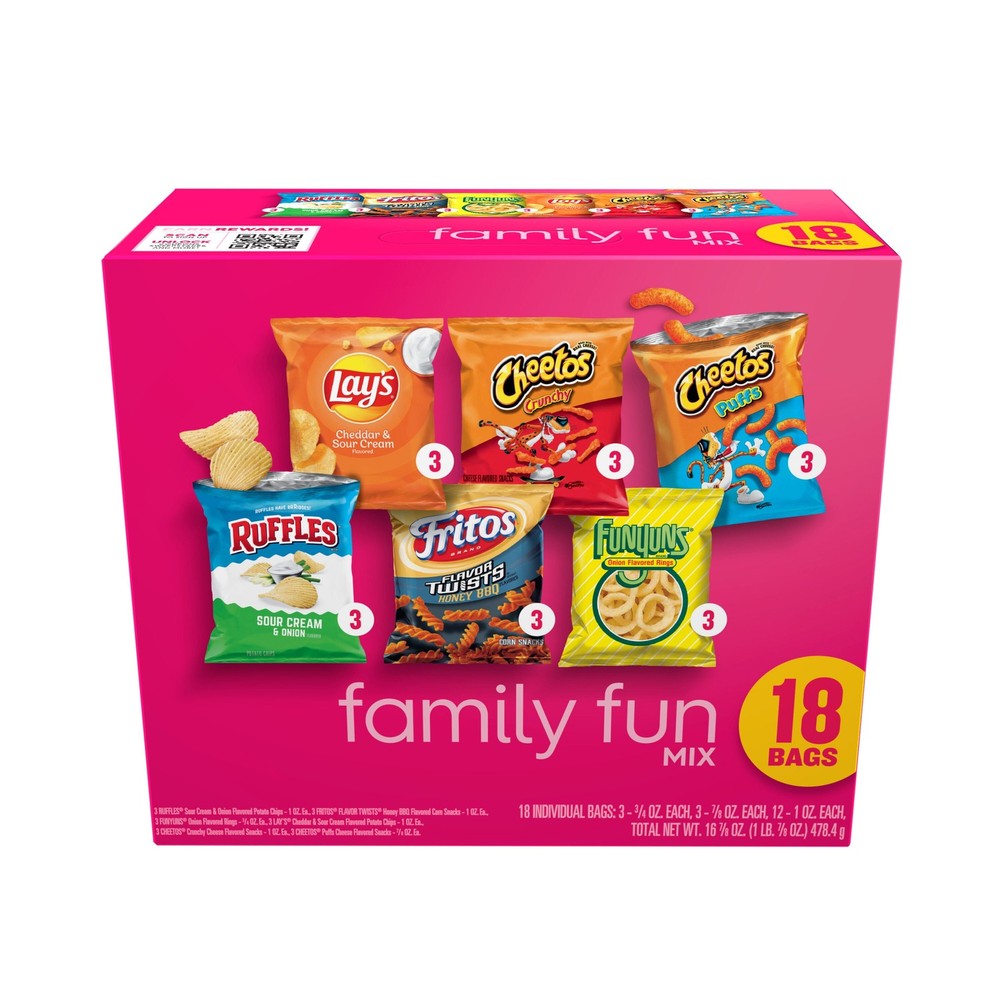 Frito-Lay Family Fun Mix Variety Pack 18 Count Snack Chips Multipack