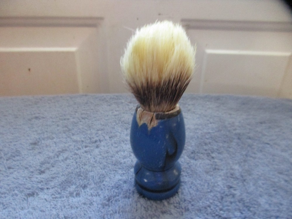 VINTAGE NATURAL BOAR SHAVING BRUSH FOR MEN, BLUE HANDLE