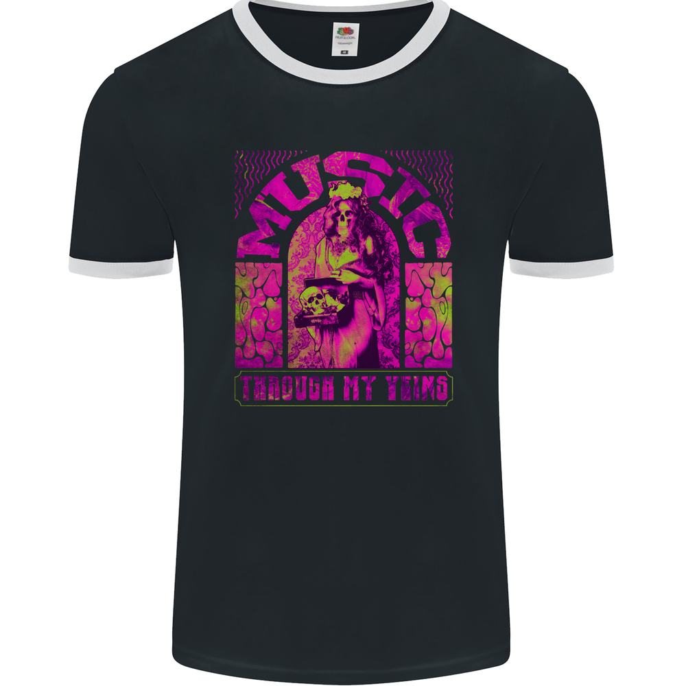 Music Veins Heavy Metal Death Skull Rock Mens Ringer T-Shirt FotL