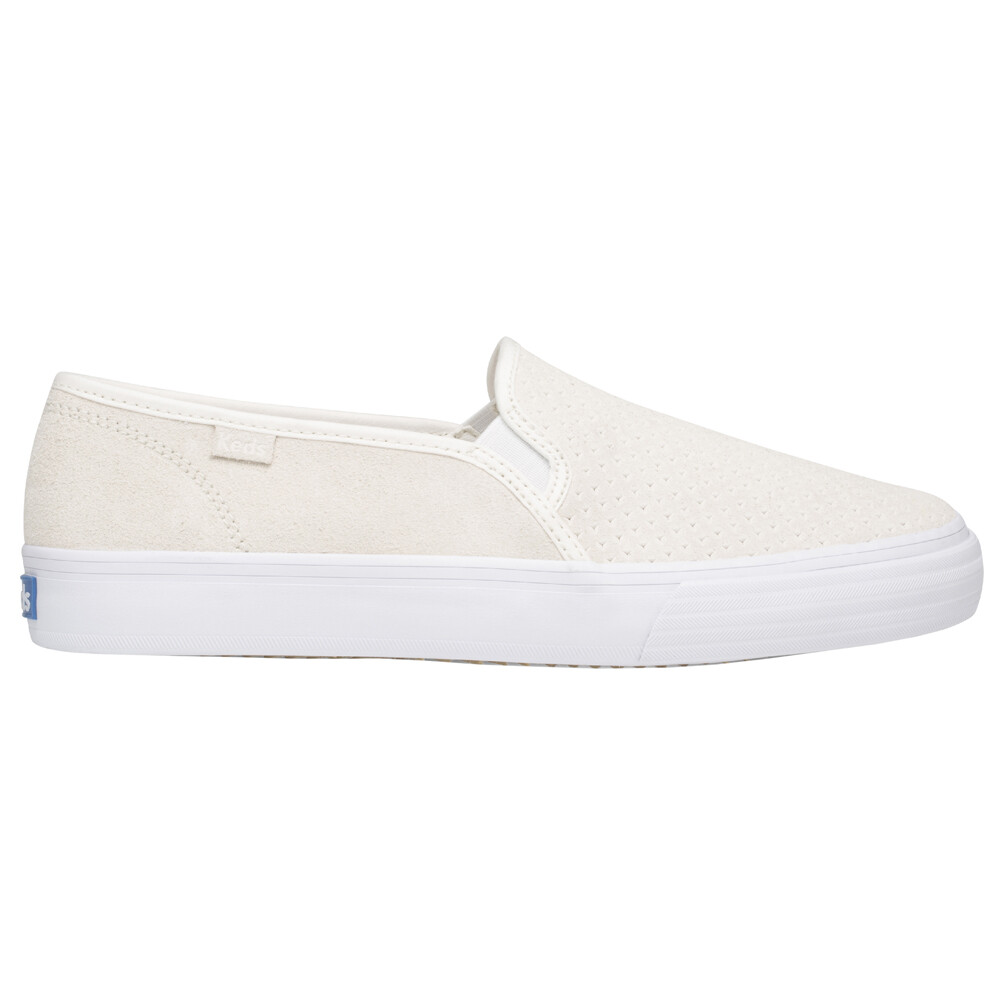 Keds Womens Off White Double Decker Perforated Slip On Sneakers Casual Shoes WH  