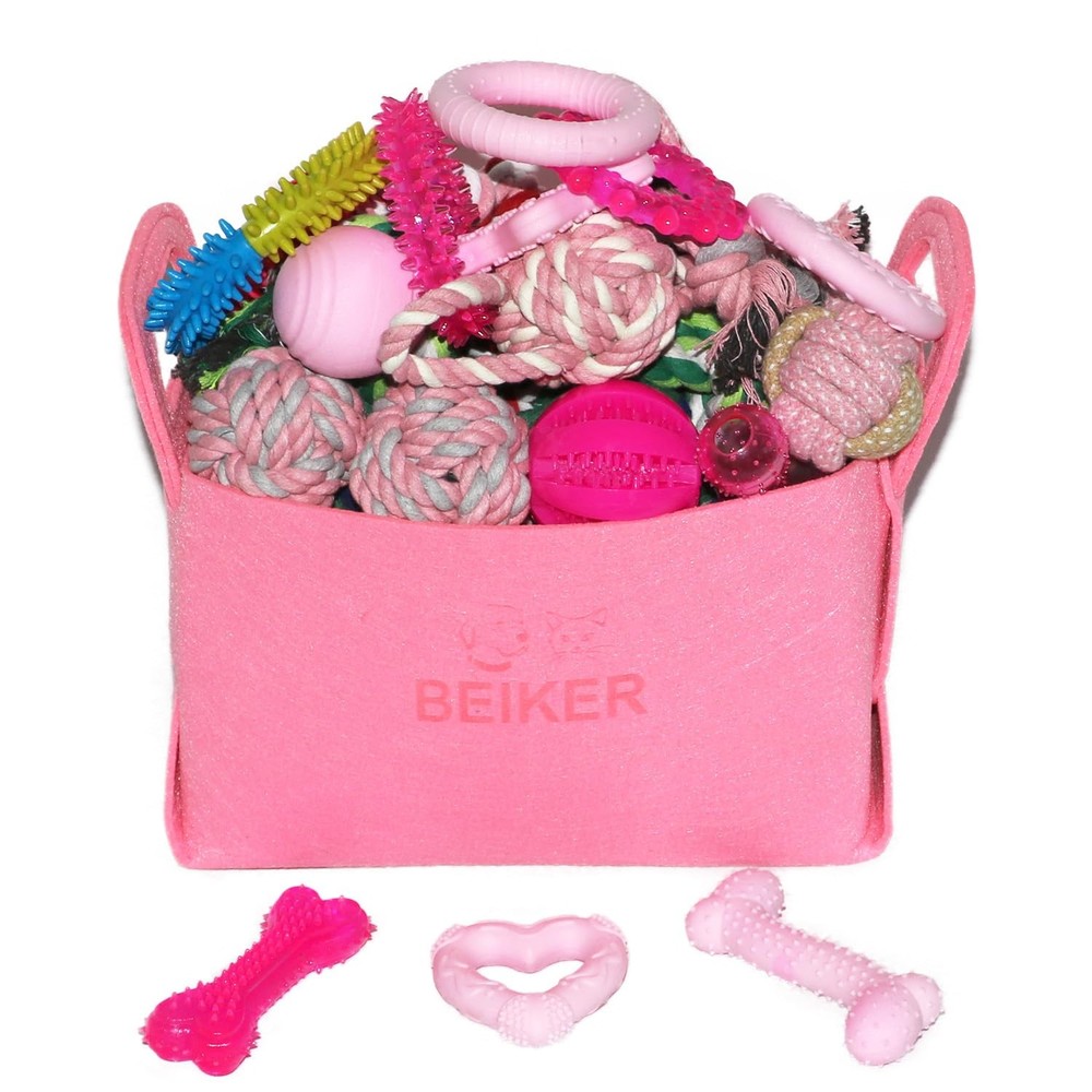 20 Pack Pink Puppy Teething Chew Toys for Small Dogs and Puppies