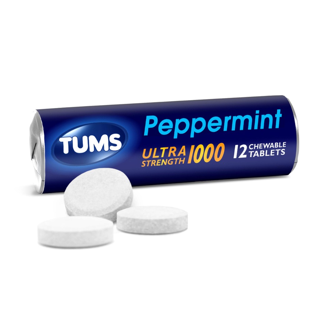 Ultra Strength Peppermint Chewable Antacid for Heartburn Relief 12 Count Rolls