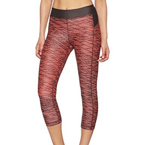 Under Armour Heat Gear Mid Rise Capri Leggings Geometric Print Dark Gray Orange