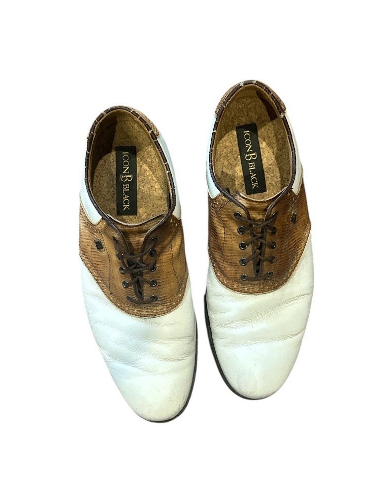 Men's Footjoy FJ ICON Golf Shoes WH/TAN Lizard 11XW Custom Fit