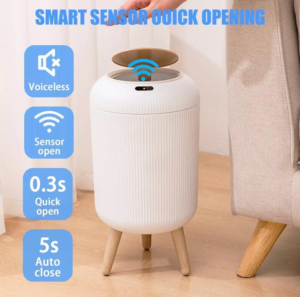 Automatic Trash Can with Lid, Small Plastic Smart Trash Can, Motion Sensor Trash