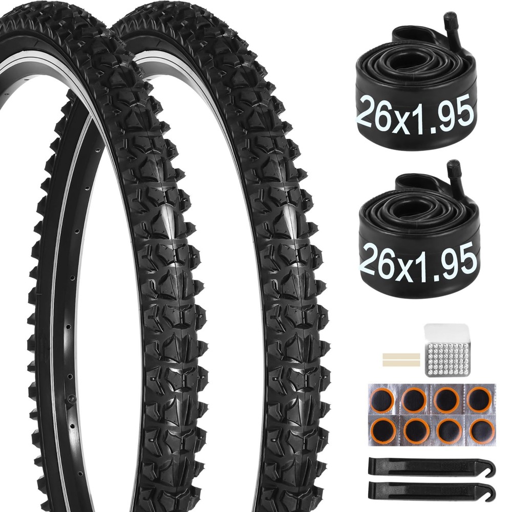 Durable 20/24/26 Inch MTB Tires 1.95/2.125 with Puncture-Proof Tubes 2PCS