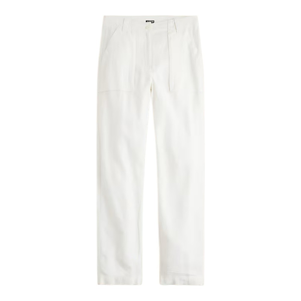 J Crew White Seaside Utility Cargo Pant Linen Blend Womens Size 4 Beach Casual