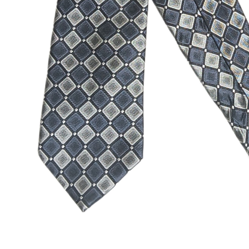 Van Heusen Mens 62-Inch Black Gray Geometric Silk Tie Classic Designer Style