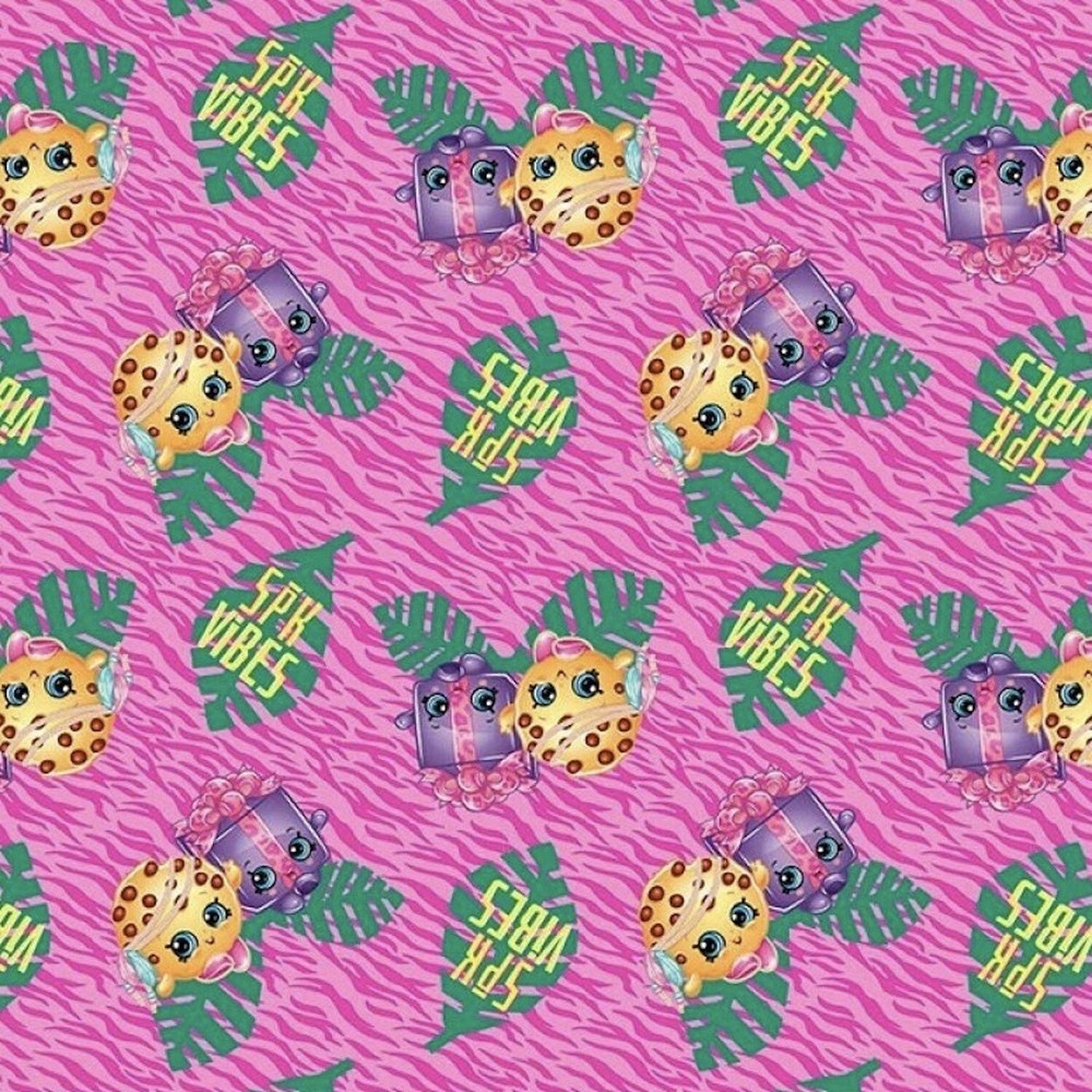 Shopkins Vibes Pink 100% Cotton Fabric by The Yard