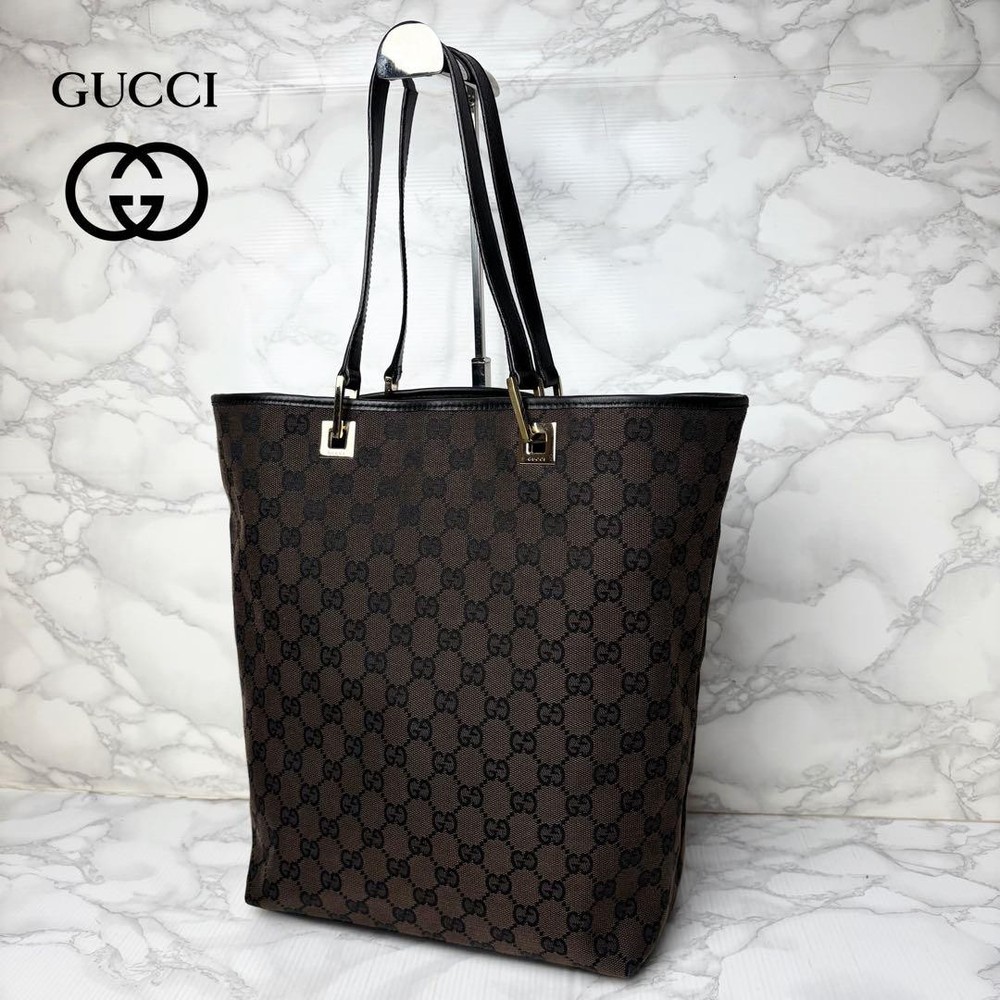 Gucci GG Canvas Tote Bag Shoulder Handbag Excellent Preowned Condition