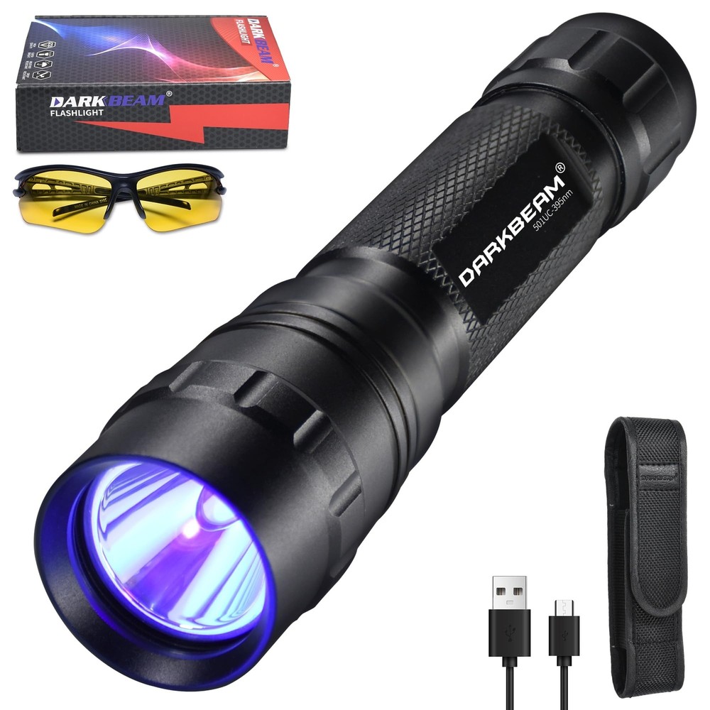 Darkbeam 395nm UV Black Light Flashlight Mini Powerful USB Woods Lamp
